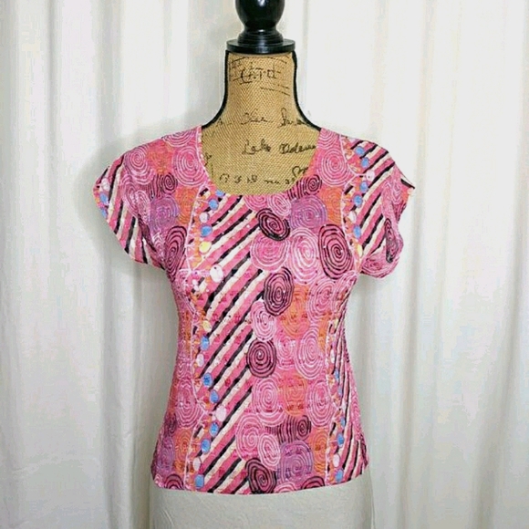 Belissimo NY Pink Crystal Short Sleeve Top - Picture 3 of 13